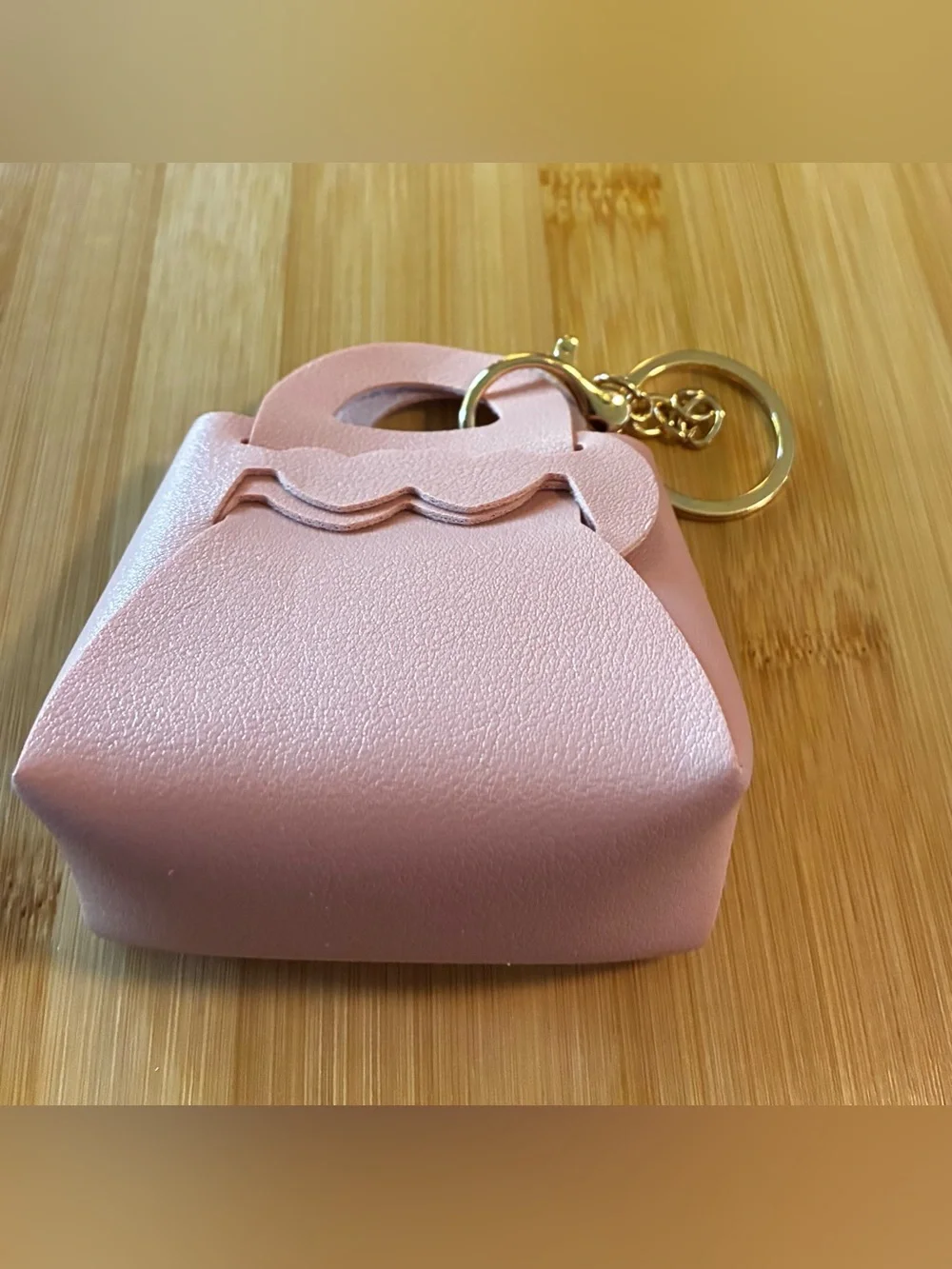 Mint Pink Mini Handbag Keychain with Gold Hardware